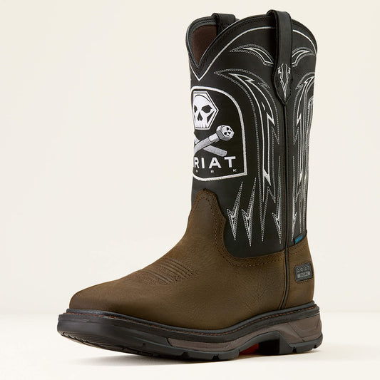 Ariat WorkHog XT Bolt Skull Waterproof Wide Square Toe Work Boot For Sale