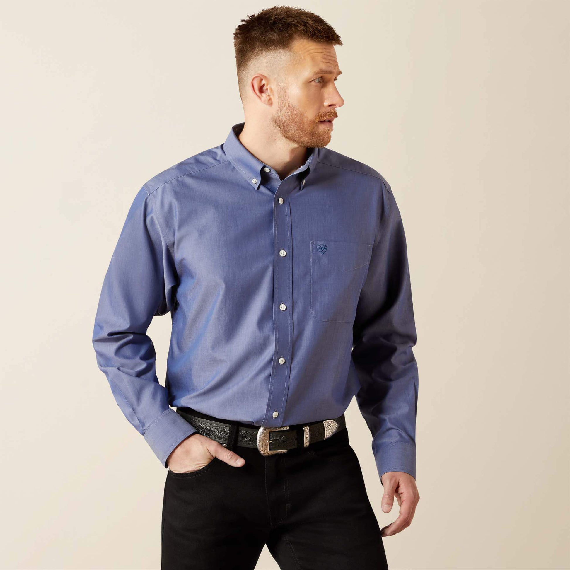 Ariat Wrinkle Free Solid Pinpoint Oxford Classic Fit Shirt Online