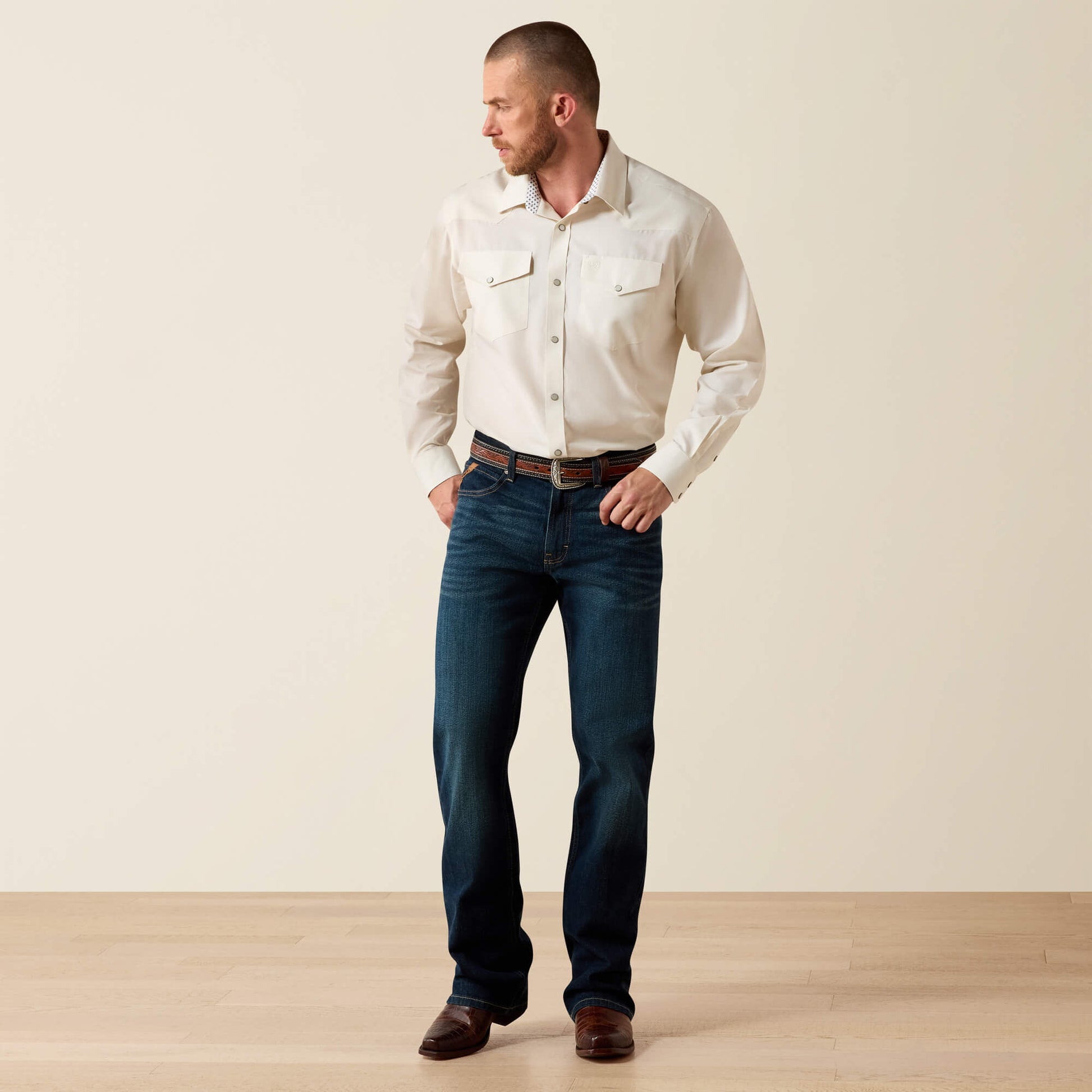 Ariat Wrinkle Free Pinpoint Oxford Classic Fit Snap Shirt For Sale