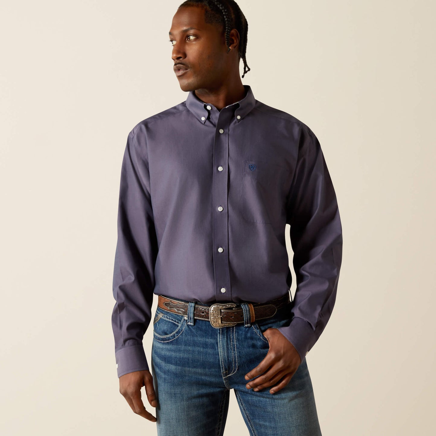 Ariat Wrinkle Free Solid Pinpoint Oxford Classic Fit Shirt Outlet