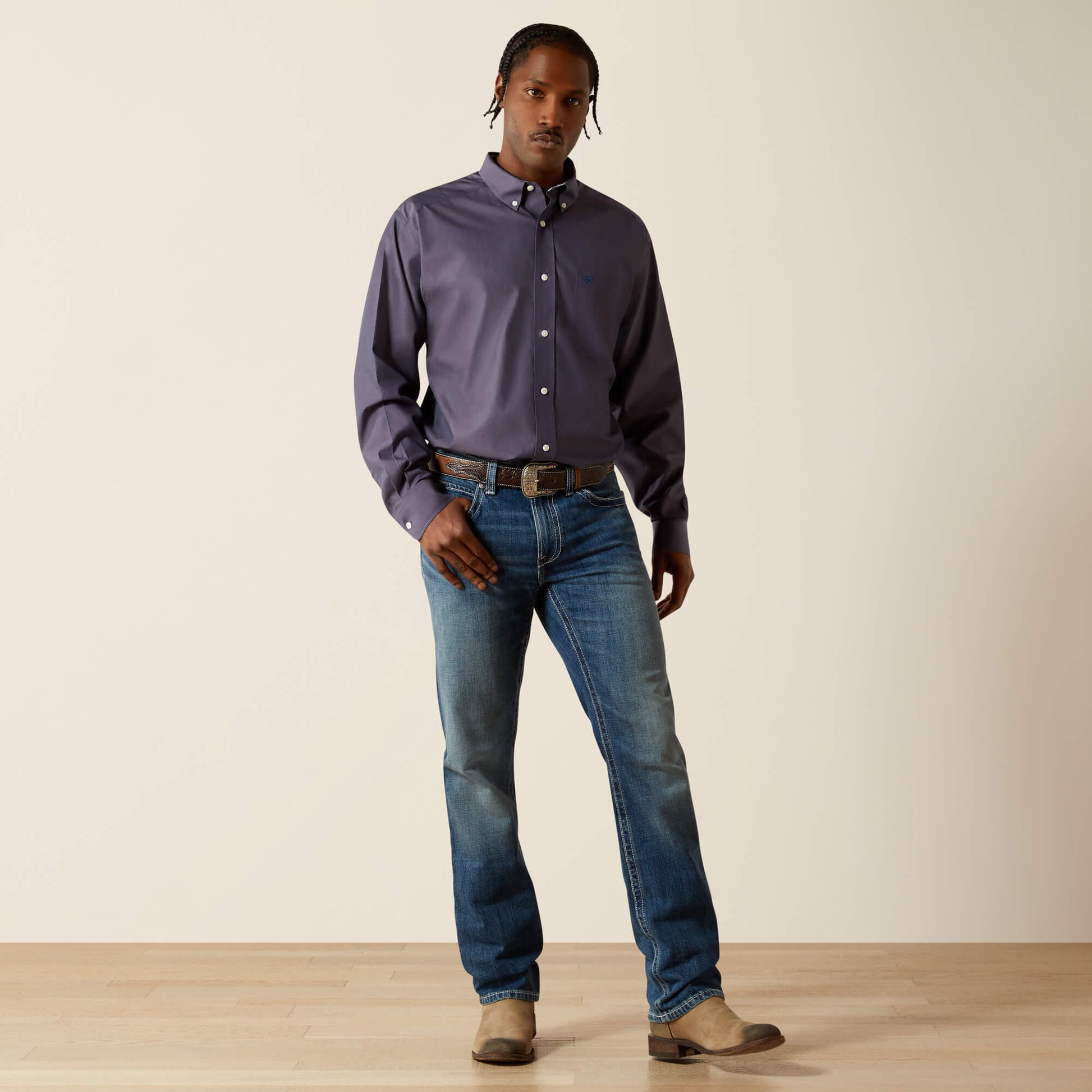 Ariat Wrinkle Free Solid Pinpoint Oxford Classic Fit Shirt Outlet