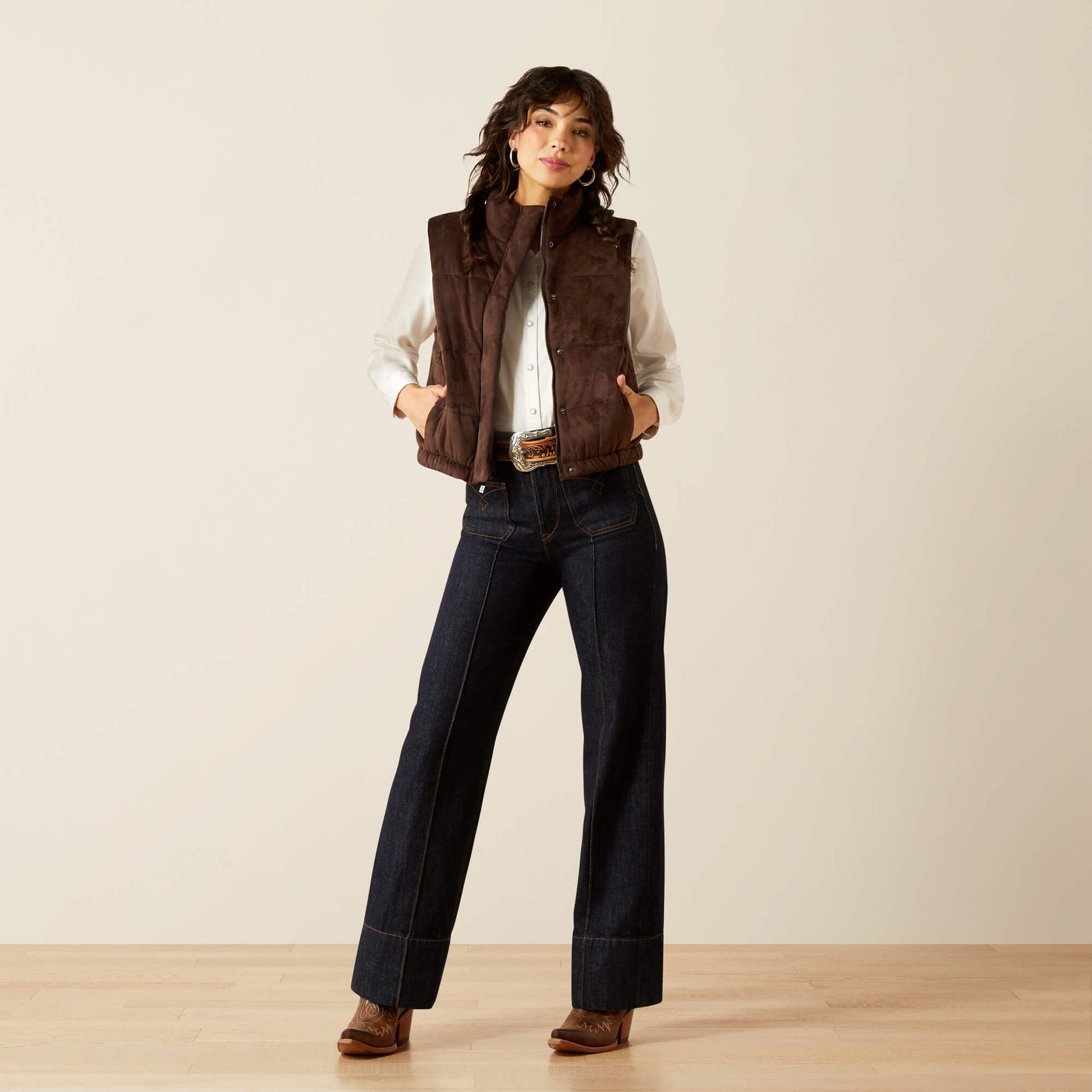 Ariat Swirls Faux Leather Vest Discount