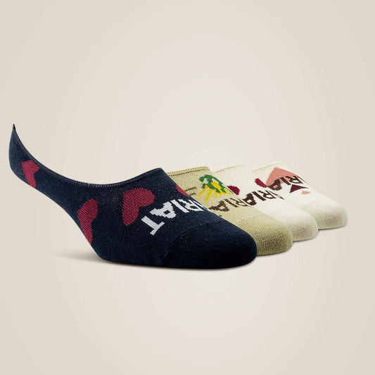 Ariat No Slip No Show Sock 2 Pair Multi Color Pack Discount