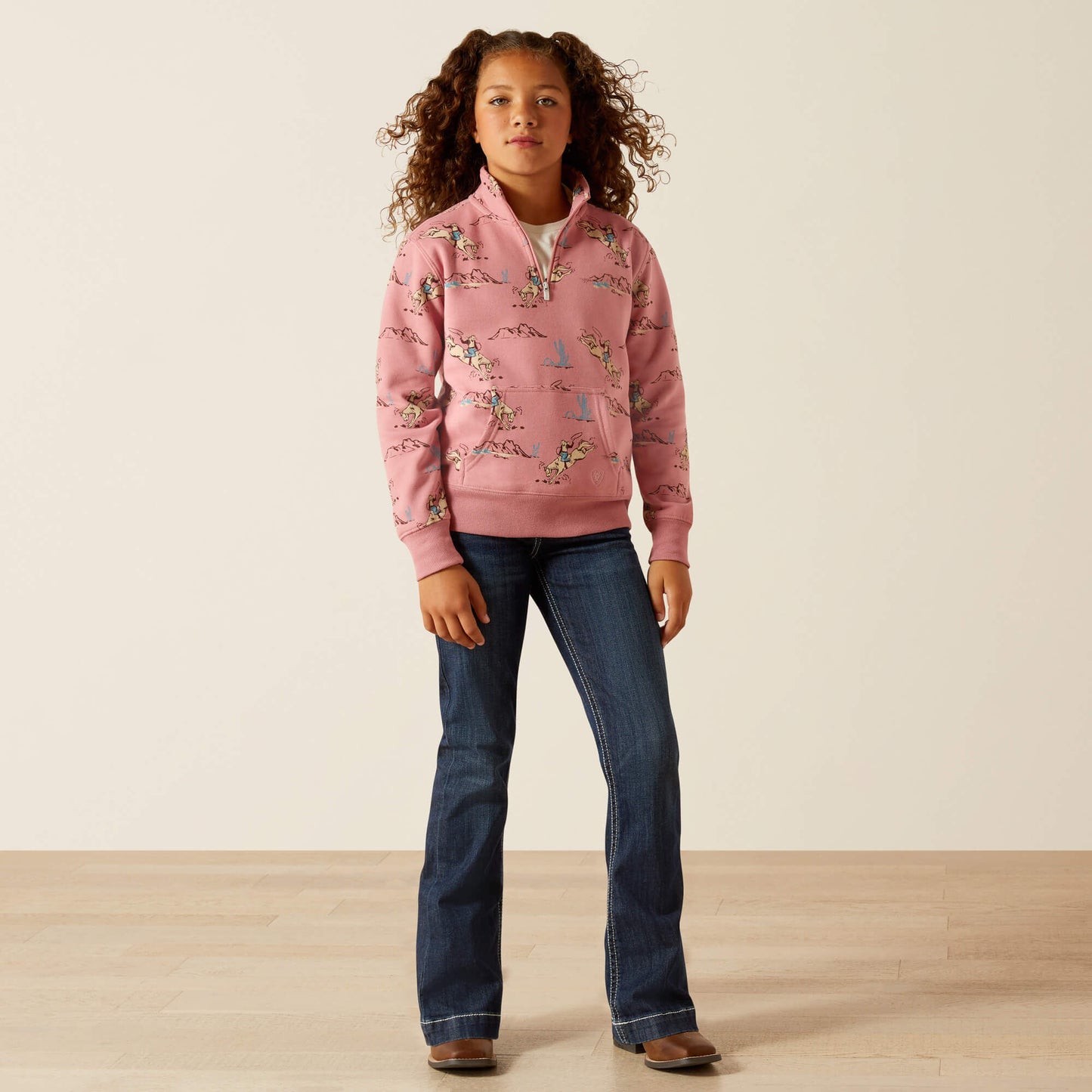 Ariat Bronc Scene 1/4 Zip Sweatshirt For Sale